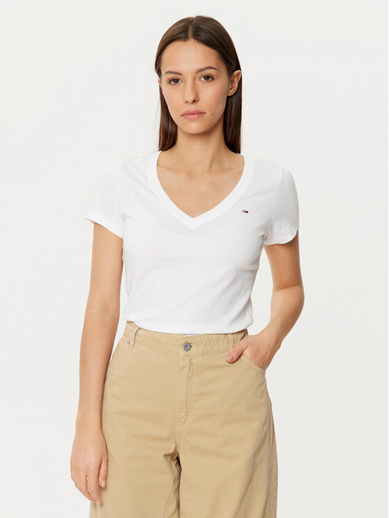 Tommy Jeans Tommy Jeans Marškinėliai DW0DW20458 Balta Slim Fit