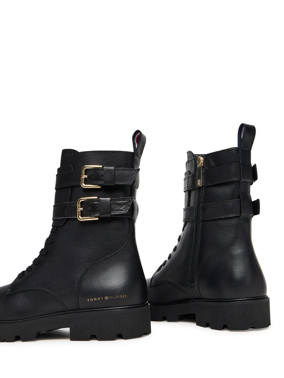 Tommy Hilfiger Botines planos Tommy Hilfiger Biker Laceup FW0FW08986 Negro