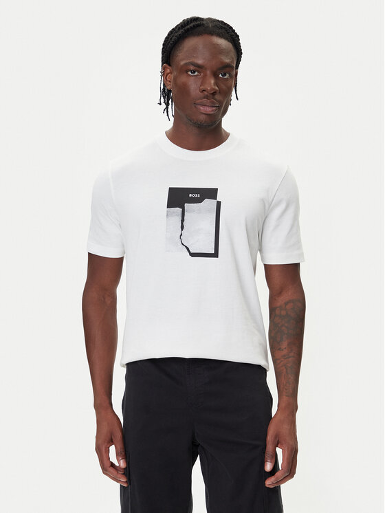 BOSS BOSS Camiseta Te_Brokenice 50554640 Blanco Regular Fit