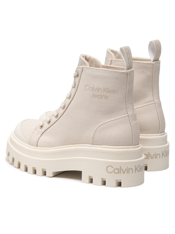 Calvin Klein Jeans Туристически oбувки Calvin Klein Jeans Canvas Laceup Boot YW0YW00582 Бежов