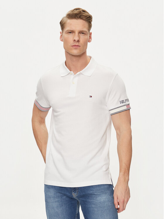 Tommy Hilfiger Tommy Hilfiger Polo Flag MW0MW34780 Bianco Slim Fit