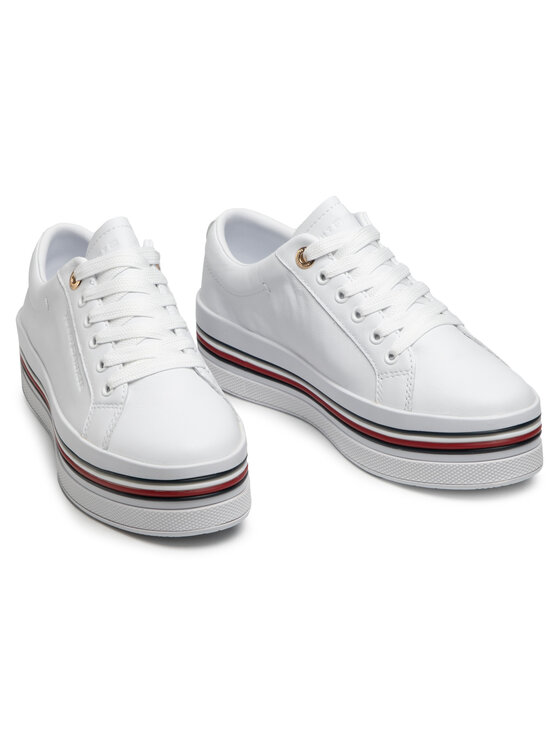 Tommy Hilfiger Snīkeri Tommy Hilfiger Corporate Flatform Cupsole FW0FW05553 Balts