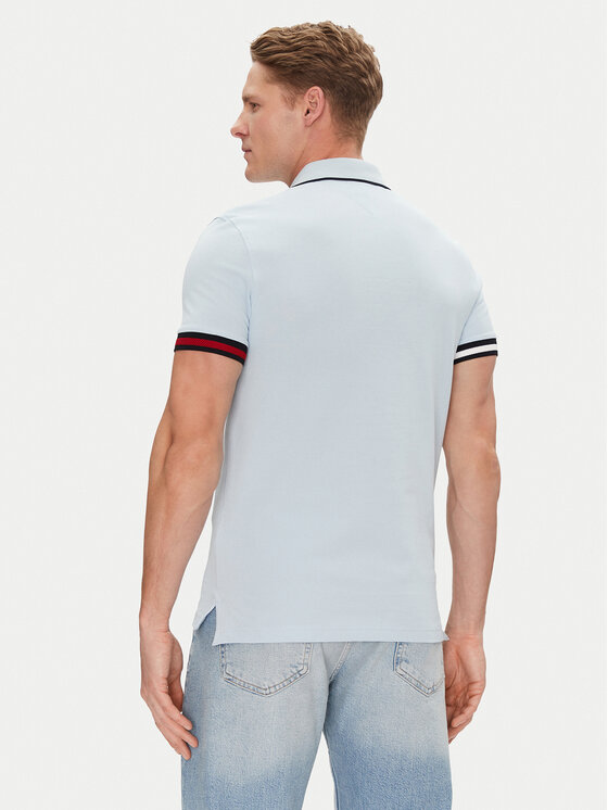 Tommy Hilfiger Tommy Hilfiger Pólóing Flag Cuff MW0MW38458 Kék Slim Fit