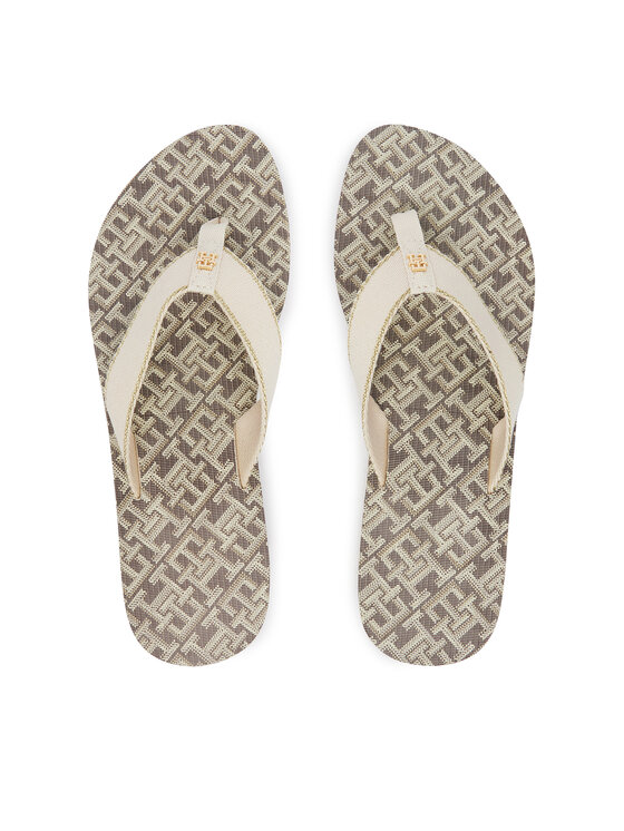 Tommy Hilfiger Σαγιονάρες Tommy Hilfiger Monogram Mid Wedge Sandal FW0FW09419 Κρεμ