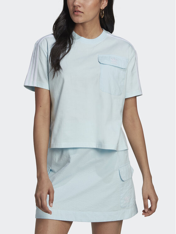 adidas adidas Majica Adicolor Classics Poplin Back Loose Tee HL9302 Svetlo modra Loose Fit