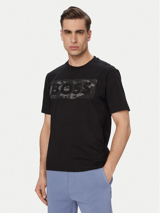 BOSS BOSS Camiseta Ts Globe Logopattern 50559363 Negro Regular Fit