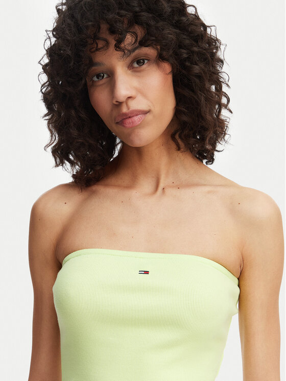 Tommy Jeans Tommy Jeans Top DW0DW22263 Verde claro Slim Fit