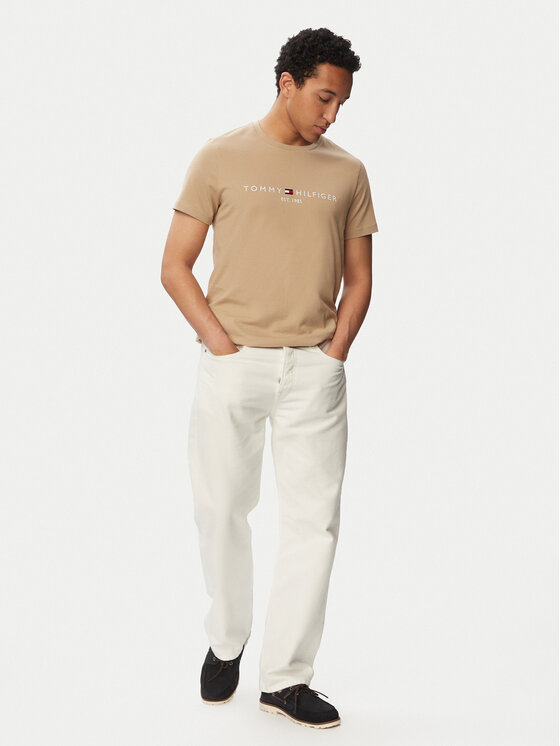 Tommy Hilfiger Tommy Hilfiger Camiseta Logo Tee MW0MW11797 Beis Slim Fit