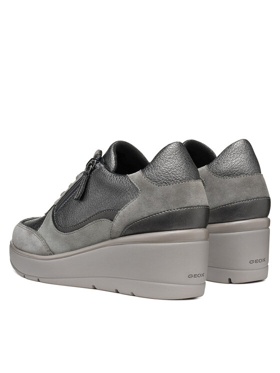 Geox D Hiver A – Scarpe Da Ginnastica Donna – Colore Grigio Chiaro – Pelle Scamosciata – Suola Forata Impermeabile E Traspirante