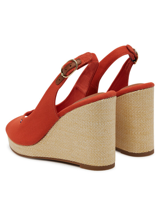 Tommy Hilfiger Espadrile Tommy Hilfiger Flag High Wedge Espad Slingback FW0FW08597 Portocaliu