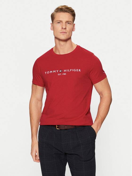 Tommy Hilfiger Tommy Hilfiger Póló Tommy Logo MW0MW11797 Piros Slim Fit
