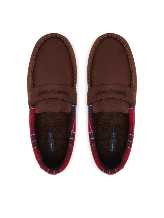 Tommy Hilfiger Pantofole Tommy Hilfiger Hilfiger Check Driver House Shoe FM0FM06013 Marrone scuro