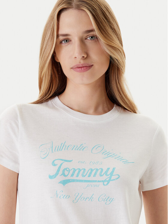 Tommy Jeans Tommy Jeans Majica Essential DW0DW21404 Bela Regular Fit
