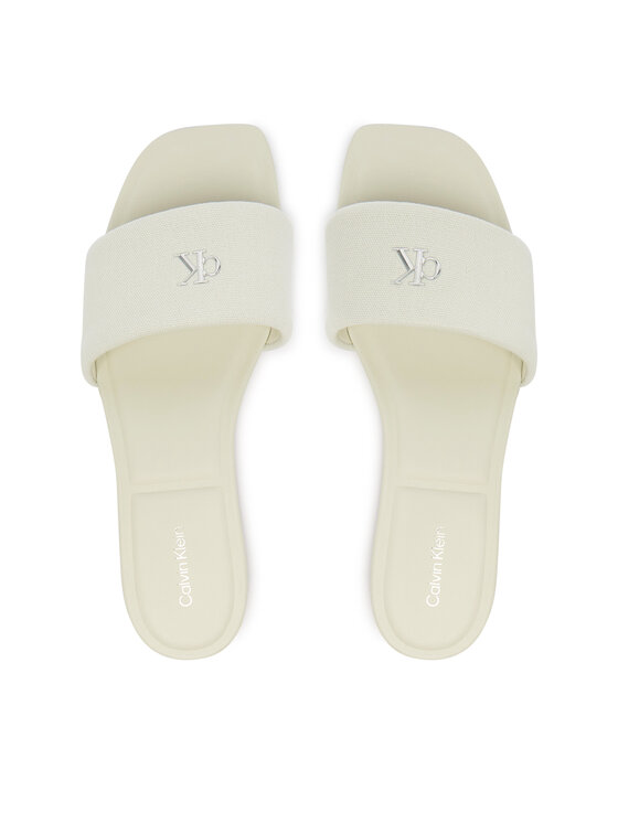 Calvin Klein Iešļūcenes Calvin Klein Square Flat Sndl Canvas Hw HW0HW03129 Balts