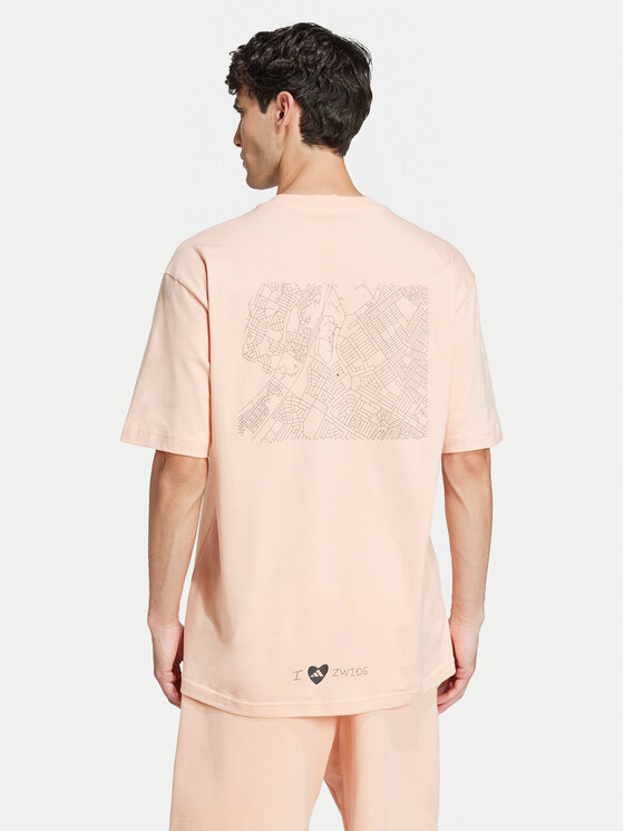 adidas adidas Футболка Zwide Graphic JD5828 Кораловий Loose Fit