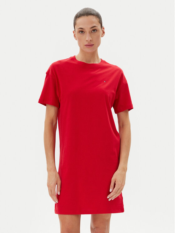Tommy Hilfiger Tommy Hilfiger Nočna srajca UW0UW05767 Rdeča Regular Fit