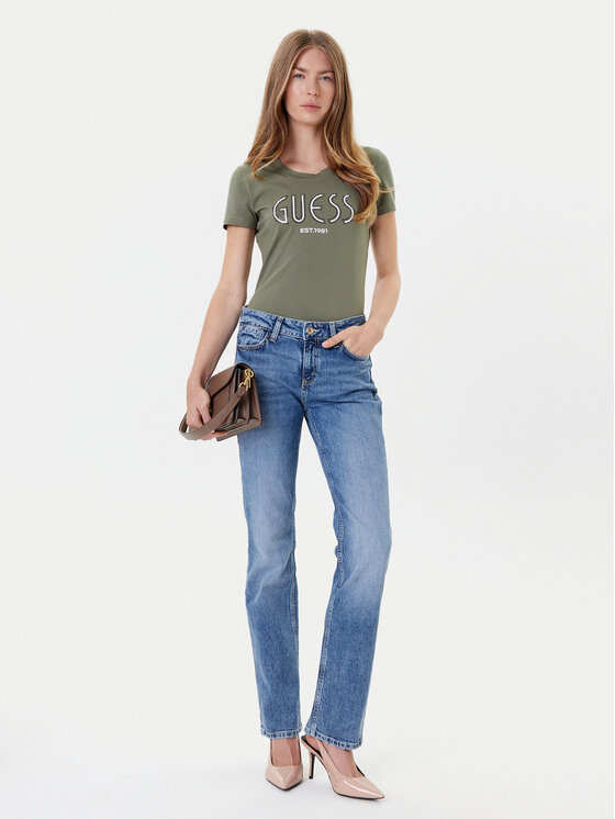 Guess Guess Футболка W5YI05 J1314 Хакі Regular Fit