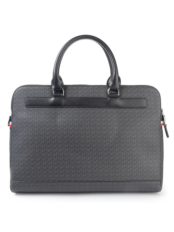 Tommy Hilfiger Laptoptáska Tommy Hilfiger Coated Canvas Slim Mono Comp Bag AM0AM05036 Fekete