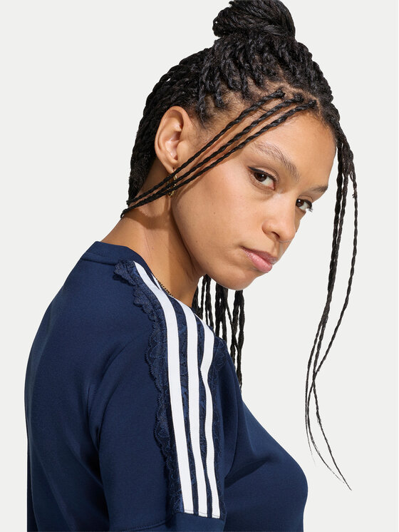 adidas adidas Majica Lace 3 Stripes LG4264 Mornarsko modra Regular Fit