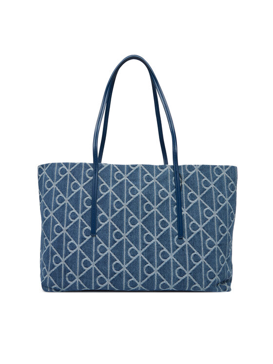 Calvin Klein Ročna torba Calvin Klein Emblem Aop Denim Tote W/ Pouch LV04F3428G Modra