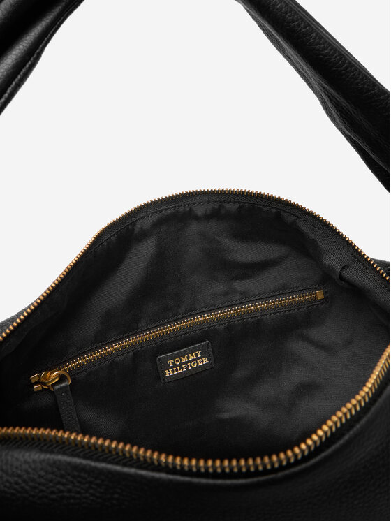 Tommy Hilfiger Borsetta Tommy Hilfiger City Leather Hobo AW0AW18285 Nero