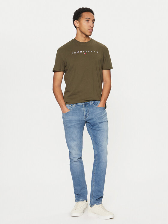 Tommy Jeans Tommy Jeans T-shirt Linear Logo DM0DM20744 Verde Regular Fit