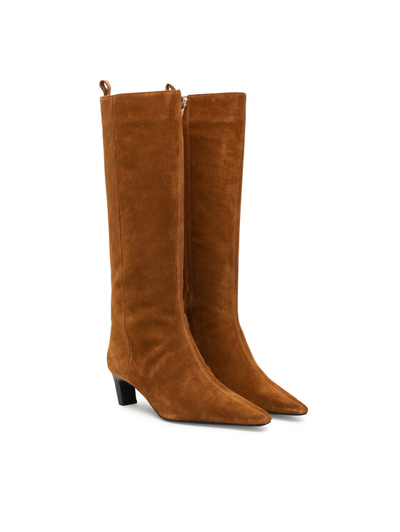 Tommy Hilfiger Ботуши Tommy Hilfiger Kitten Heel Suede High Boot FW0FW09655 Светлокафяв
