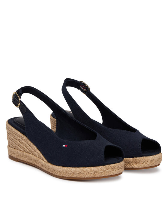 Tommy Hilfiger Еспадрили Tommy Hilfiger Mid Wedge Espad Slingback FW0FW09228 Тъмносин