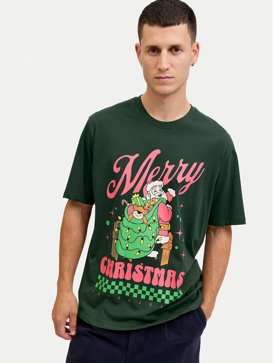 Jack & Jones Jack & Jones Футболка Holiday Cartoon 12287550 Зелений Relaxed Fit