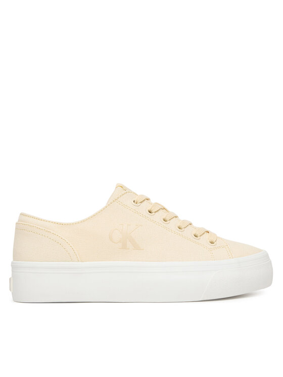 Calvin Klein Сникърси Calvin Klein Vulc Flatform Low Canvas Mg YW0YW01763 Екрю