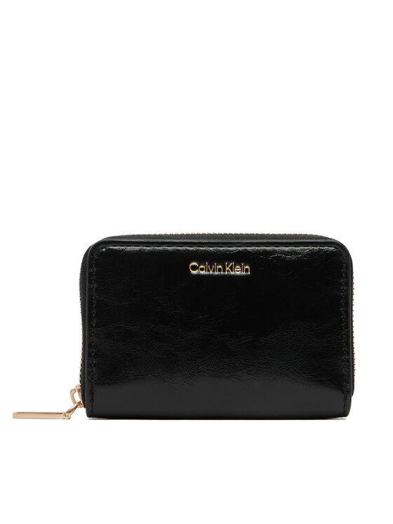 Calvin Klein Peňaženka Calvin Klein Foil Glossy Square Zip Around LV04F1201G Čierna