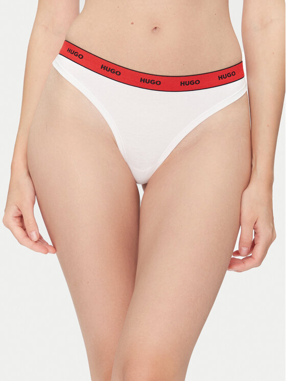 HUGO HUGO Siaurikės Thong Stripe Pyp 50545700 Balta