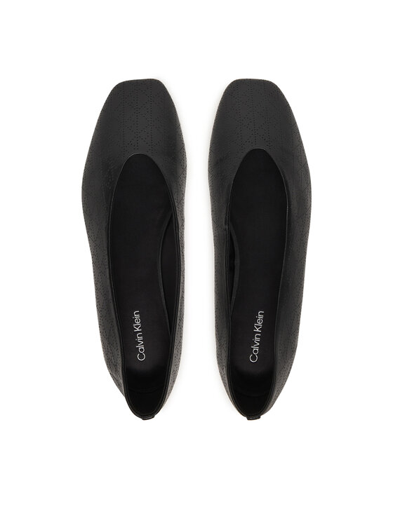 Calvin Klein Balerīnas Calvin Klein Square Ballerina Aop Lth HW0HW02936 Melns