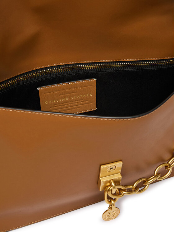 Tommy Hilfiger Τσάντα Tommy Hilfiger Crest Leather Conv Shoulder Bag AW0AW19015 Καφέ