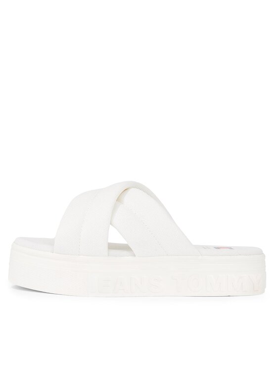 Tommy Jeans Papucs Tommy Jeans Tjw Lettering Flatform Sandal EN0EN02465 Ekru