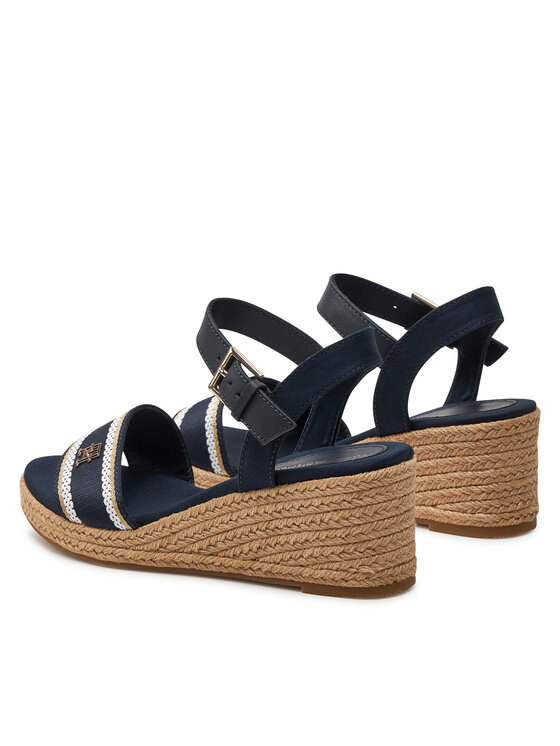 Tommy Hilfiger Espadryle Tommy Hilfiger Webbing Wedge Sandal FW0FW08044 Granatowy
