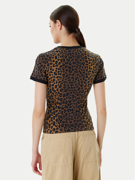 adidas adidas Футболка Leopard Cali JW7304 Коричневий Slim Fit