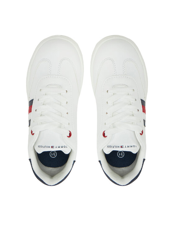 Tommy Hilfiger Laisvalaikio batai Tommy Hilfiger Stripe Low Cut Lace-Up Sneaker T3X9-33850-1355 M Balta