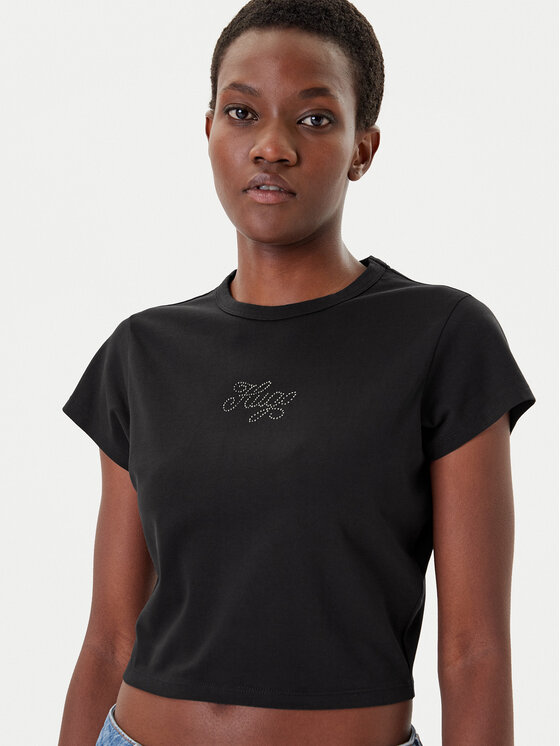 HUGO HUGO Camiseta Rhinestone 50551404 Negro Slim Fit