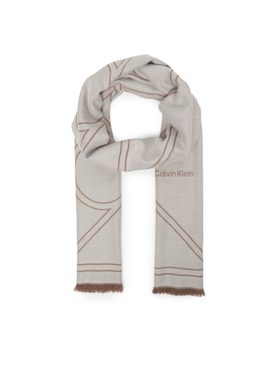 Calvin Klein Šál Calvin Klein Emblem Repeat Lw Shawl W Fringes LV04F8074G Bílá