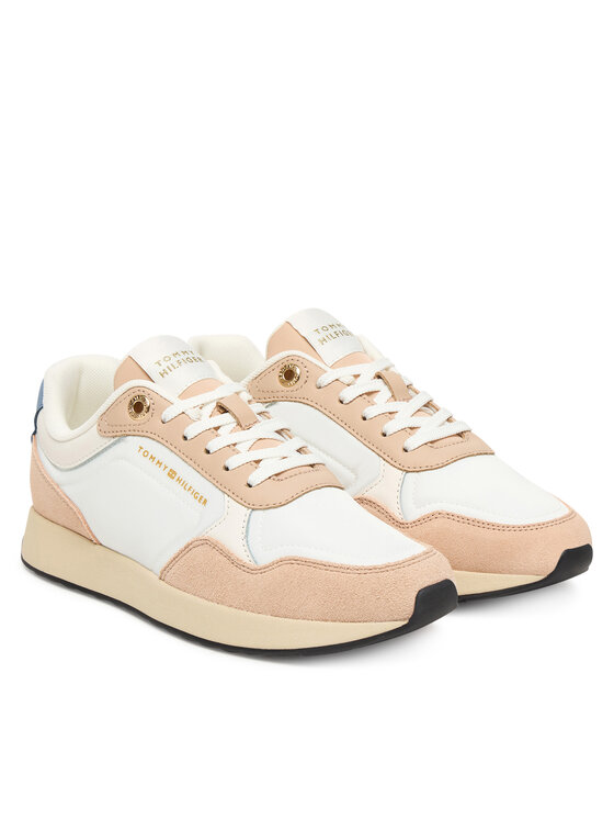 Tommy Hilfiger Sneakersy Tommy Hilfiger Mix Material Runner FW0FW08950 Écru