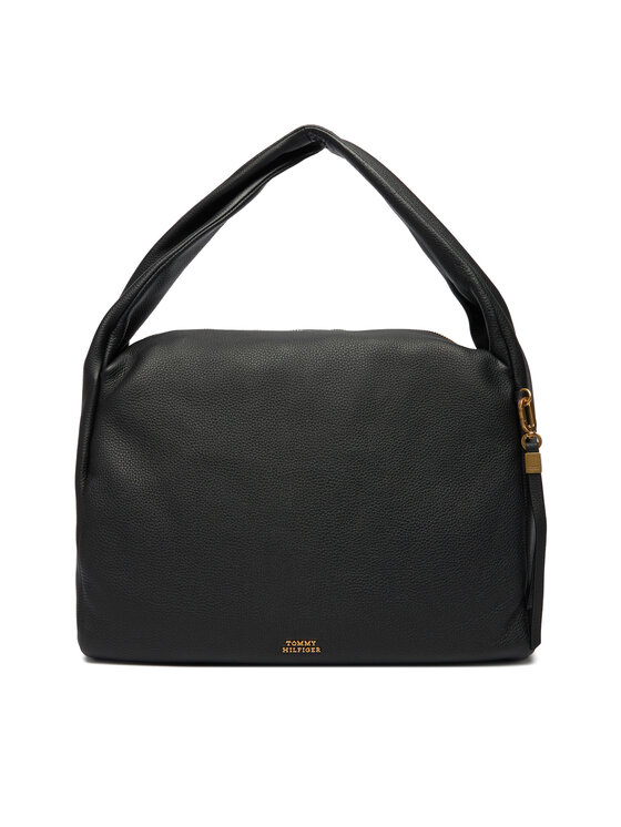 Tommy Hilfiger Kabelka Tommy Hilfiger City Leather Hobo AW0AW18285 Čierna