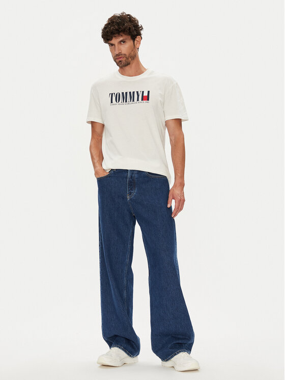 Tommy Jeans Tommy Jeans Marškinėliai Dna Flag DM0DM21941 Balta Regular Fit