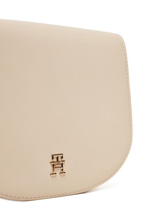 Tommy Hilfiger Дамска чанта Tommy Hilfiger Th Logotape Saddle Bag AW0AW17184 Екрю