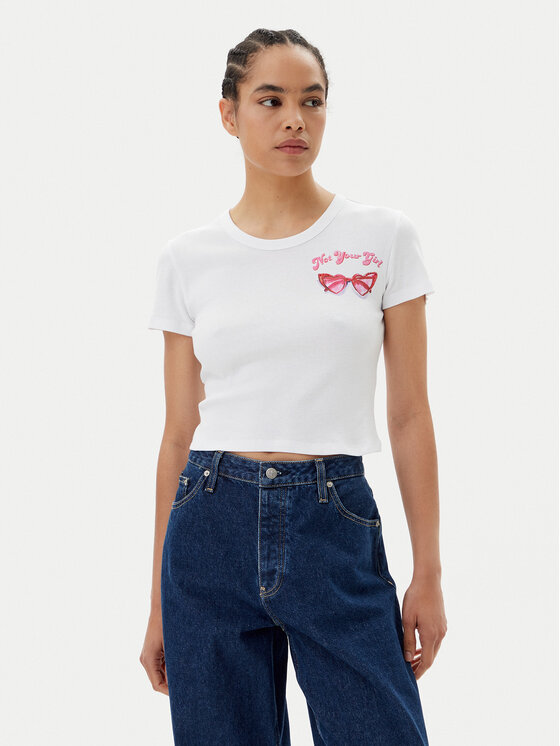 HUGO HUGO Футболка Delanor_2 50539132 Білий Cropped Fit