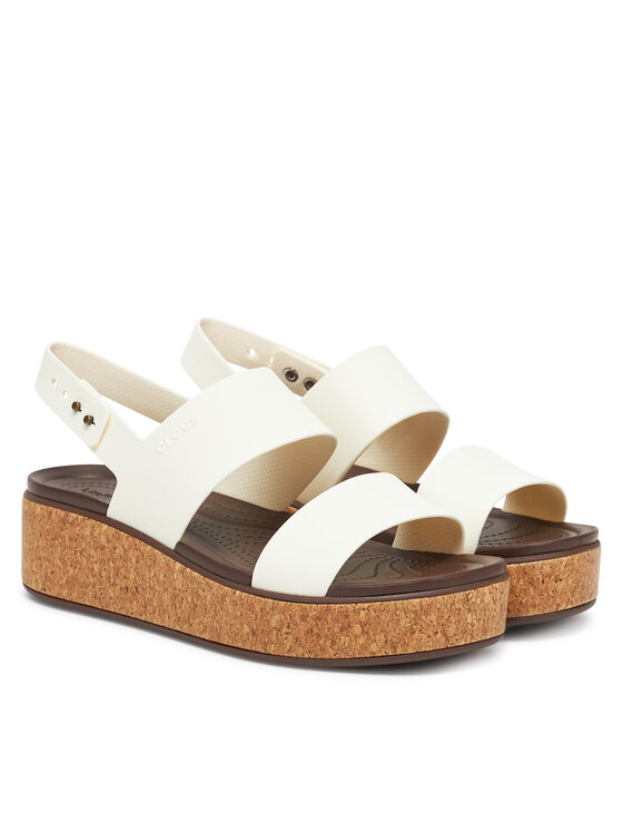 Crocs Босоніжки Crocs Brooklyn Cork Low Wedge 211144 Écru