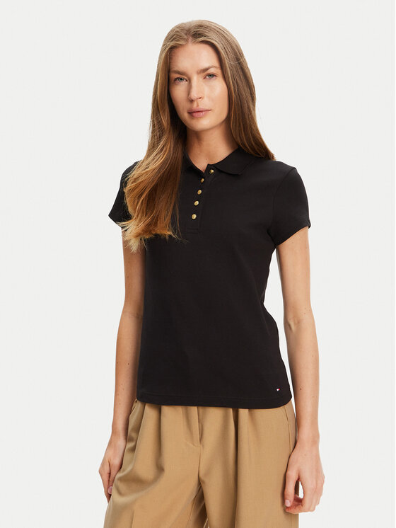 Tommy Hilfiger Tommy Hilfiger Polo Gold Button WW0WW45768 Negro Slim Fit