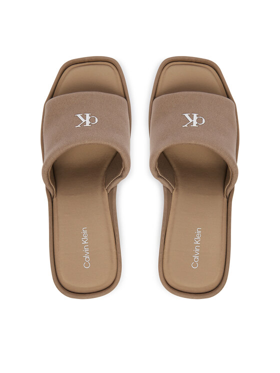 Calvin Klein Klapki Calvin Klein Wedge 70 Sndl Canv Mg HW0HW03134 Beżowy