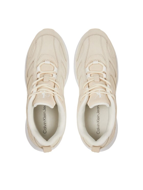 Calvin Klein Jeans Superge Calvin Klein Jeans Retro Tennis Low Mg Mix Media Wn YW0YW01639 Écru