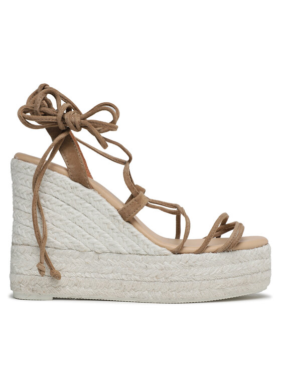 Manebi Еспадрильї Manebi Soft Suede Lace-Up Wedge Espadrilles L 8.7 WA Коричневий